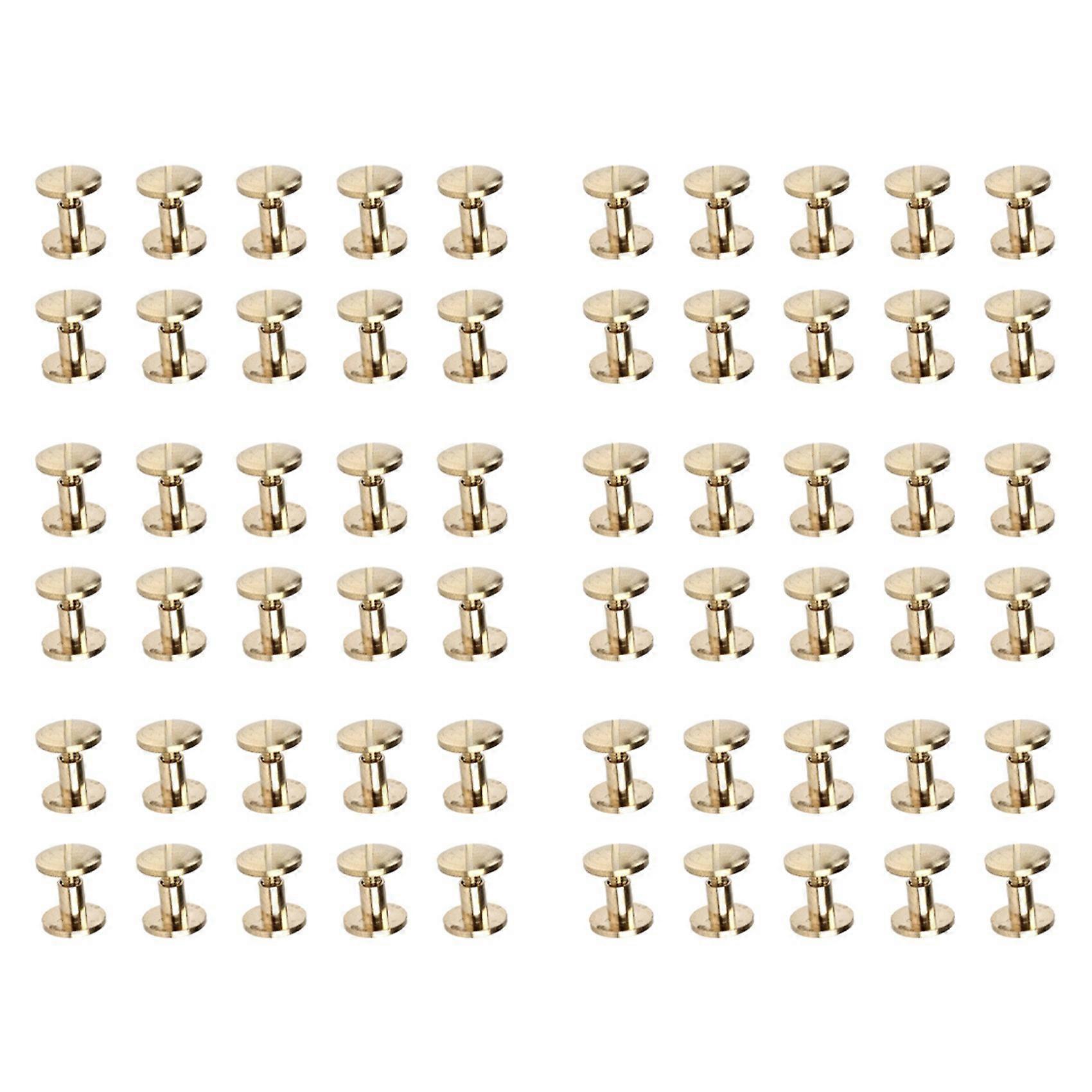 60x Arc Solid Brass Button Stud Screw Nail Screw Back Leather Rivet Belt 6mm