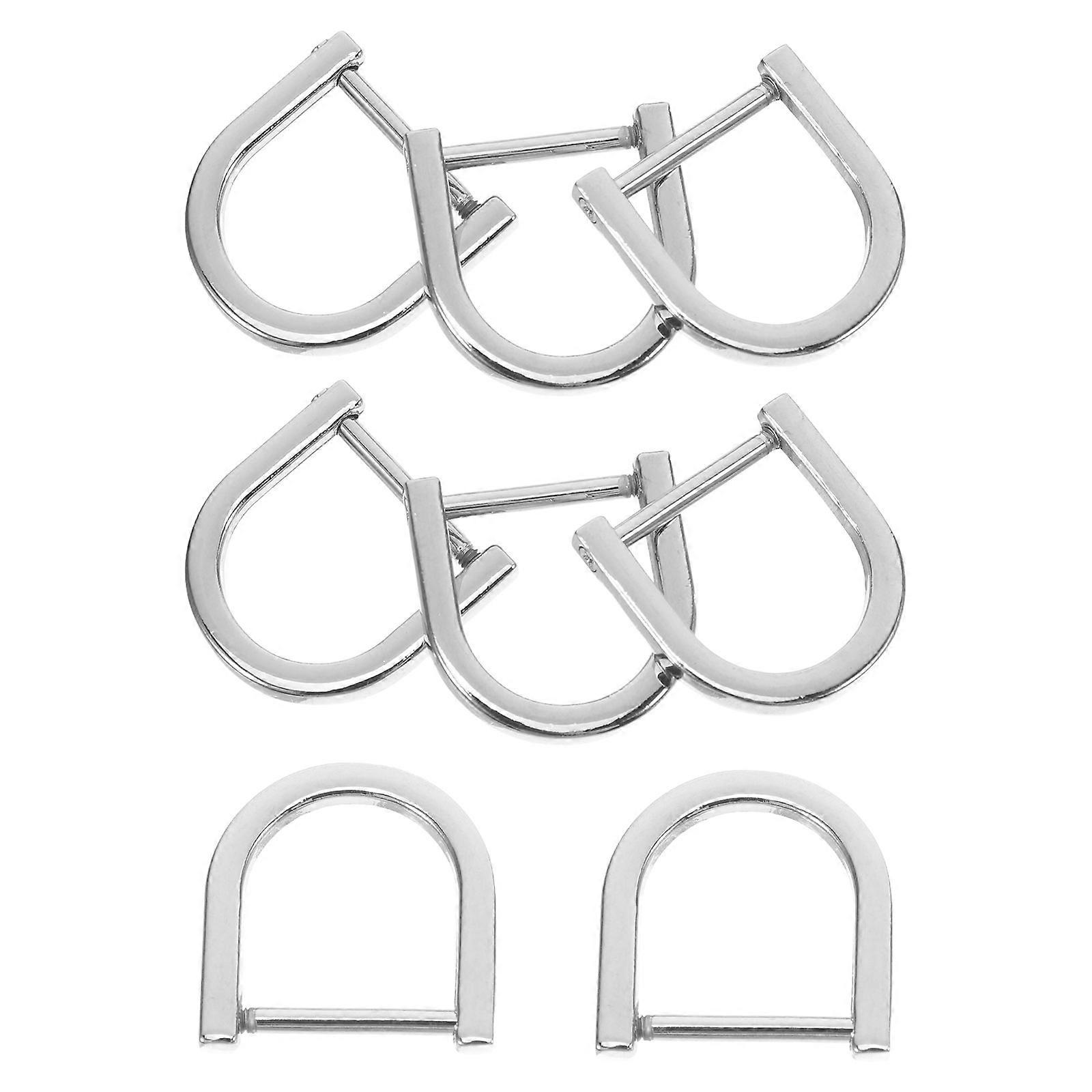 Silver Metal D Ring Buckle for Bag with Removable Screw 8Pcs Set