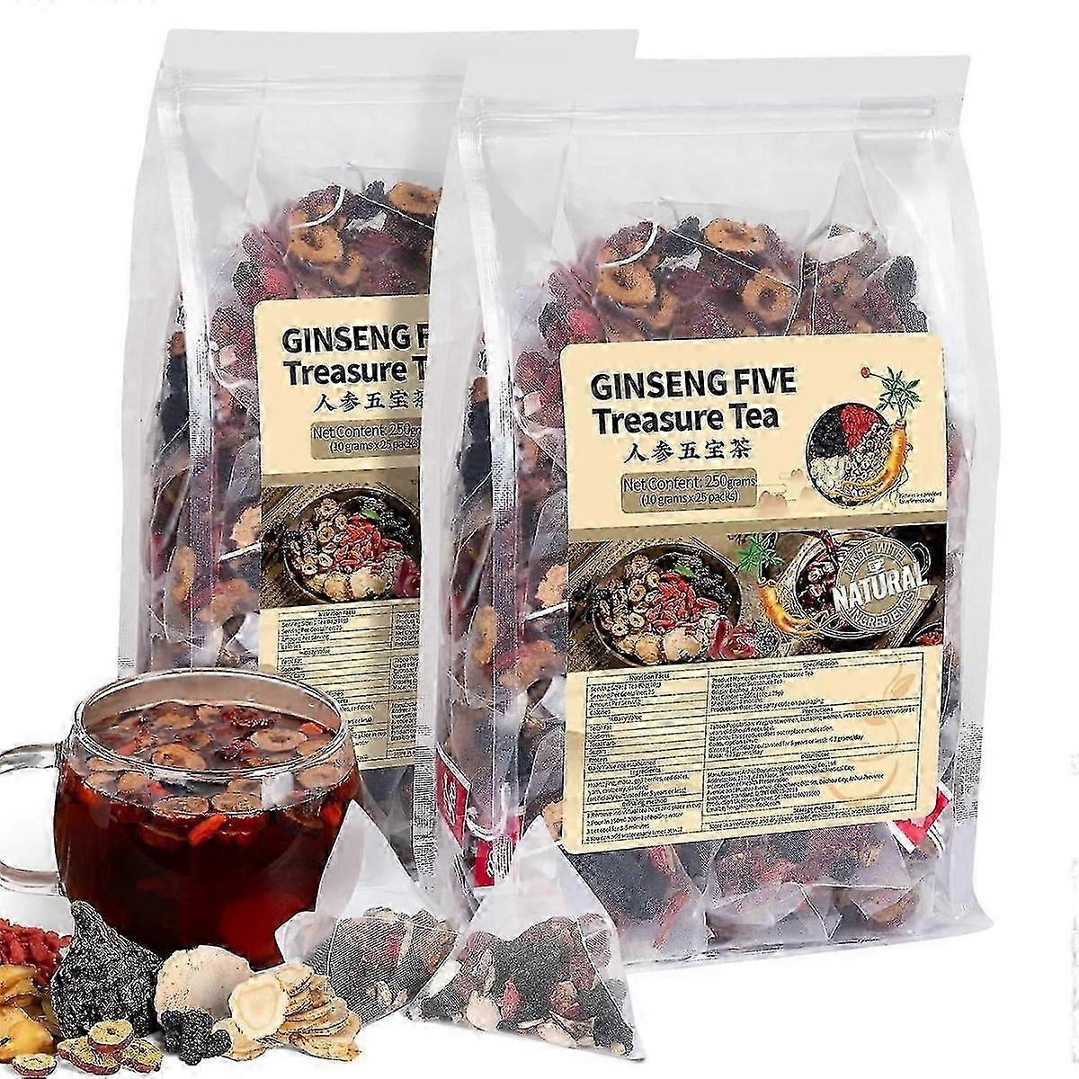 Tisane au ginseng et aux cinq trésors - Tisane chinoise, tonifiante et détoxifiante pour les reins, biologique et naturelle, ZHID7