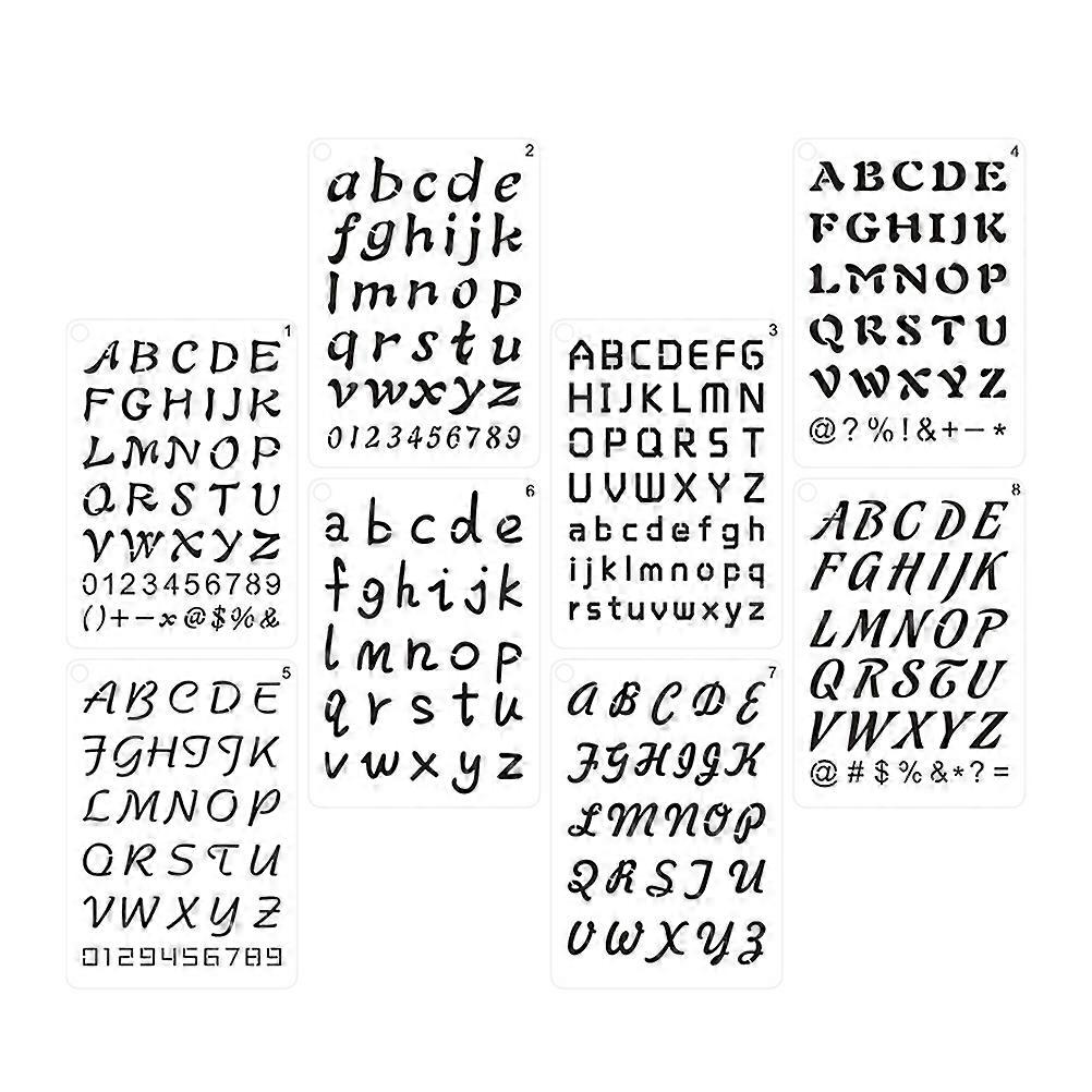 8Pcs English Letter Stencils Number Templates Alphabet Stencils Symbol Numbers Stencils