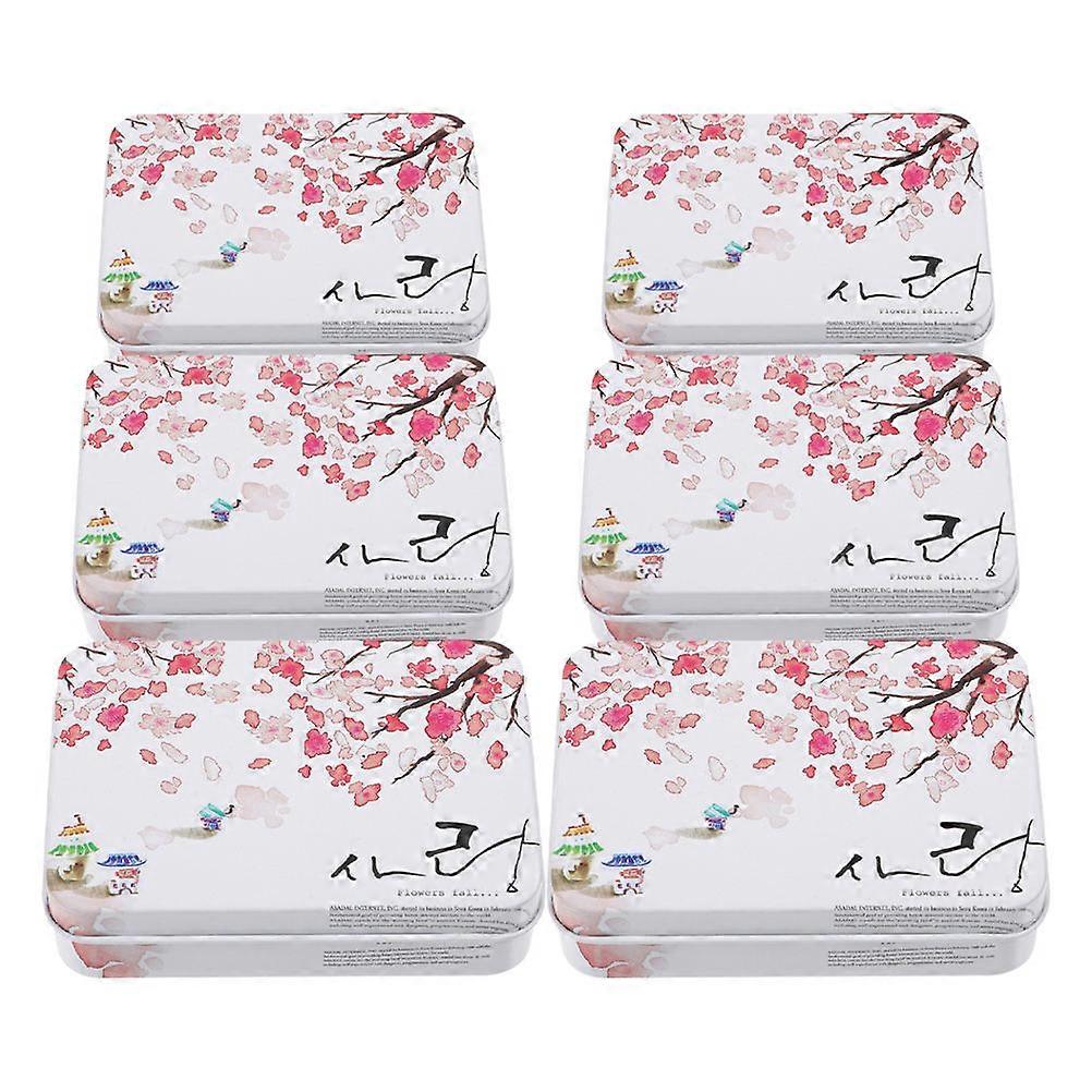 Tinplate Rectangular Tin Box for Storage 6Pcs with Floral Design