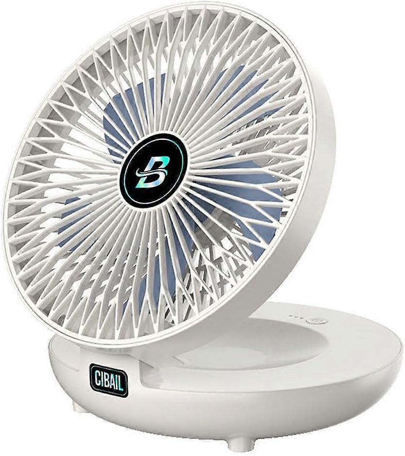 Foldable Air Circulation Fan USB Rechargeable Quiet 3Speed 90Degree Adjustable White WallMounted For Home Office