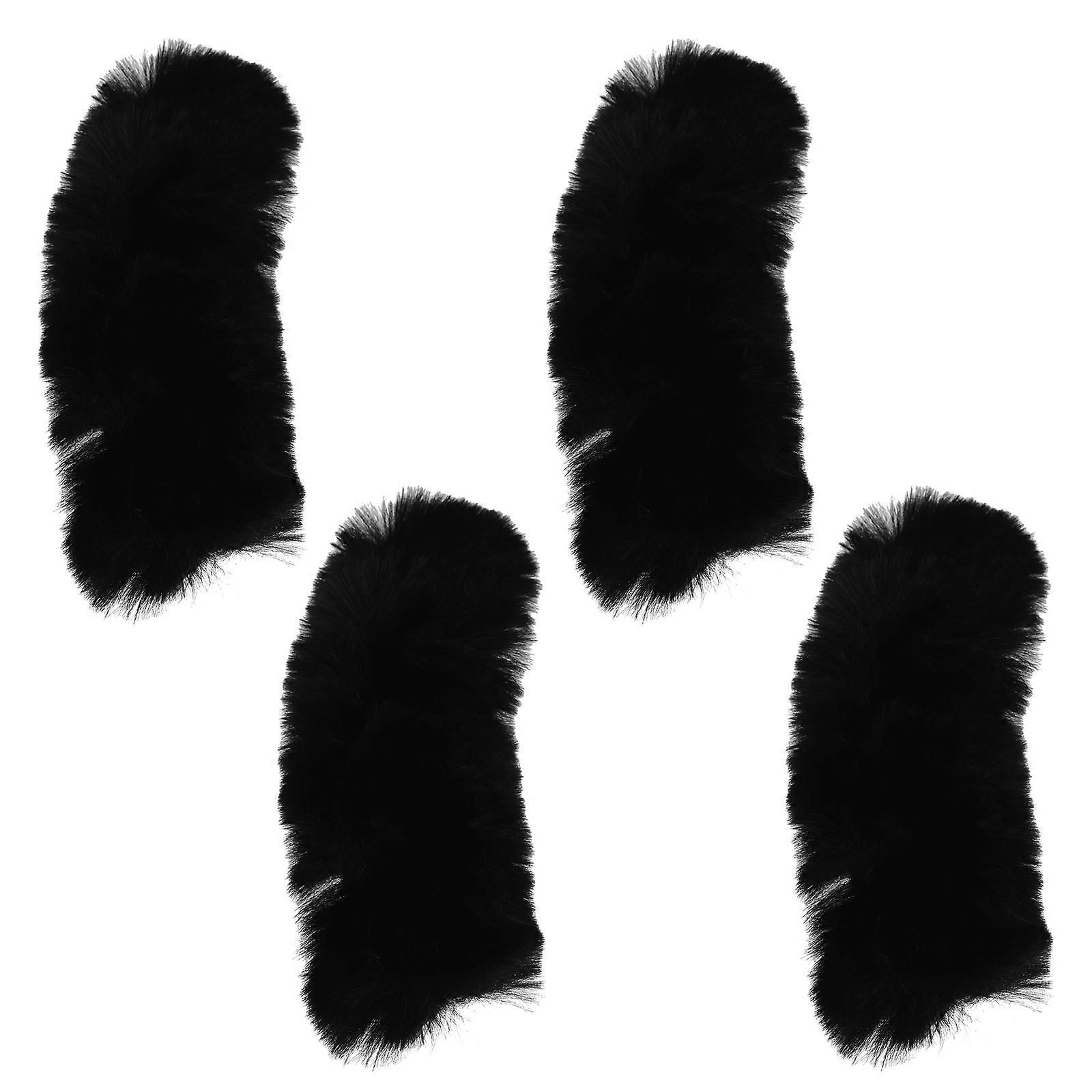 Hole Shoe Plush Heel Strap Detachable Black 4Pcs Winter Warmth Replacement