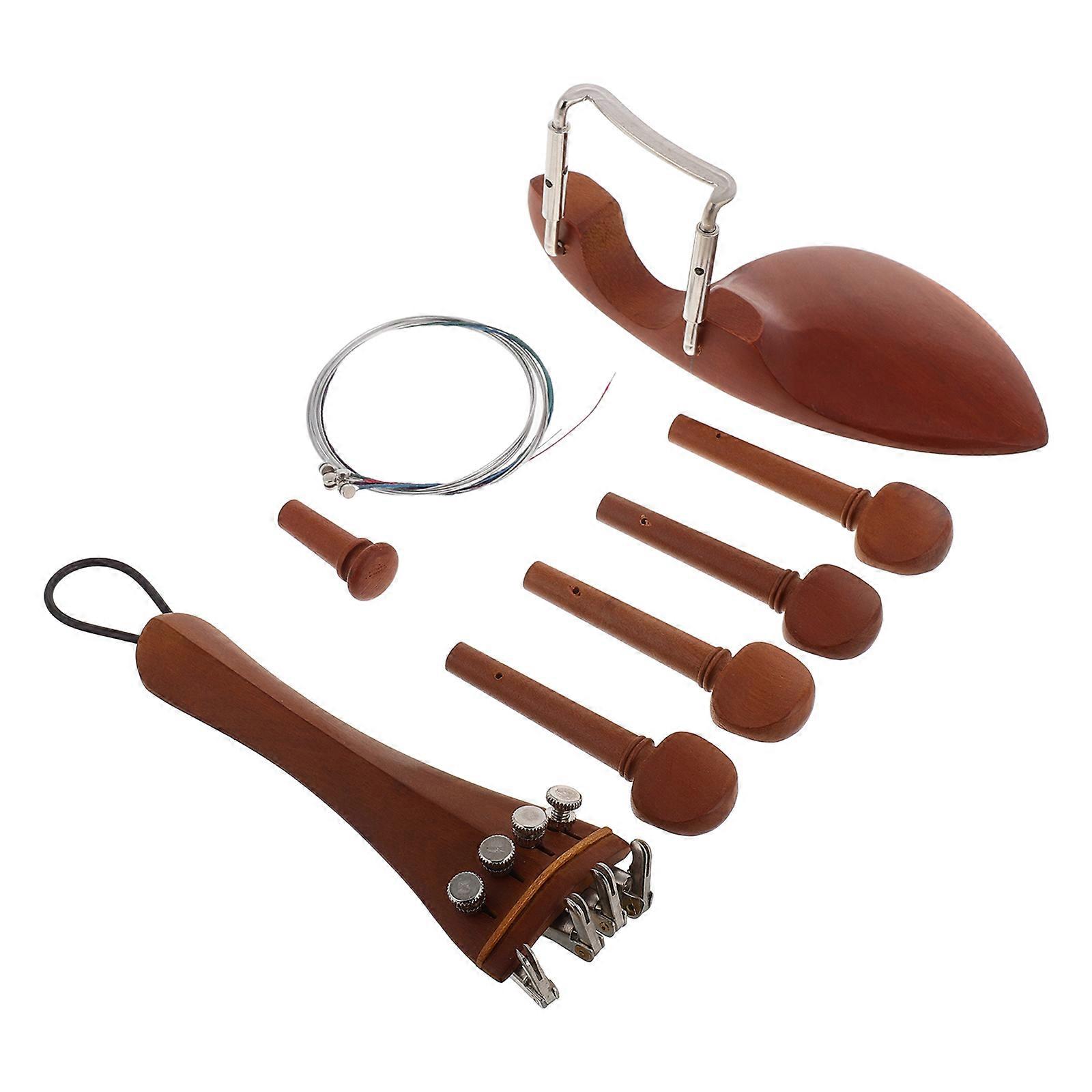 Complete Violin Accessories Set with Wood Tailpiece for Replacement 1Set