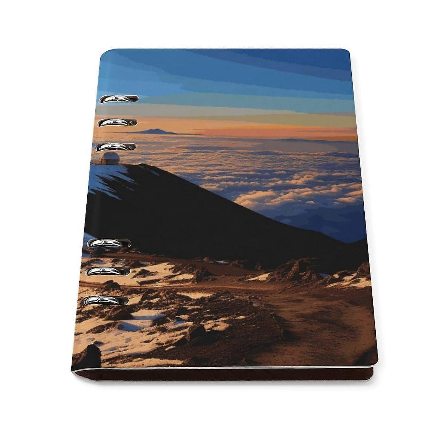 Mauna Kea Summit Sunset Notebook Water Resistant Hardcover Note Book Refillable Notebook A5 Binder 6 Ring Planner Book Classic Business Journal