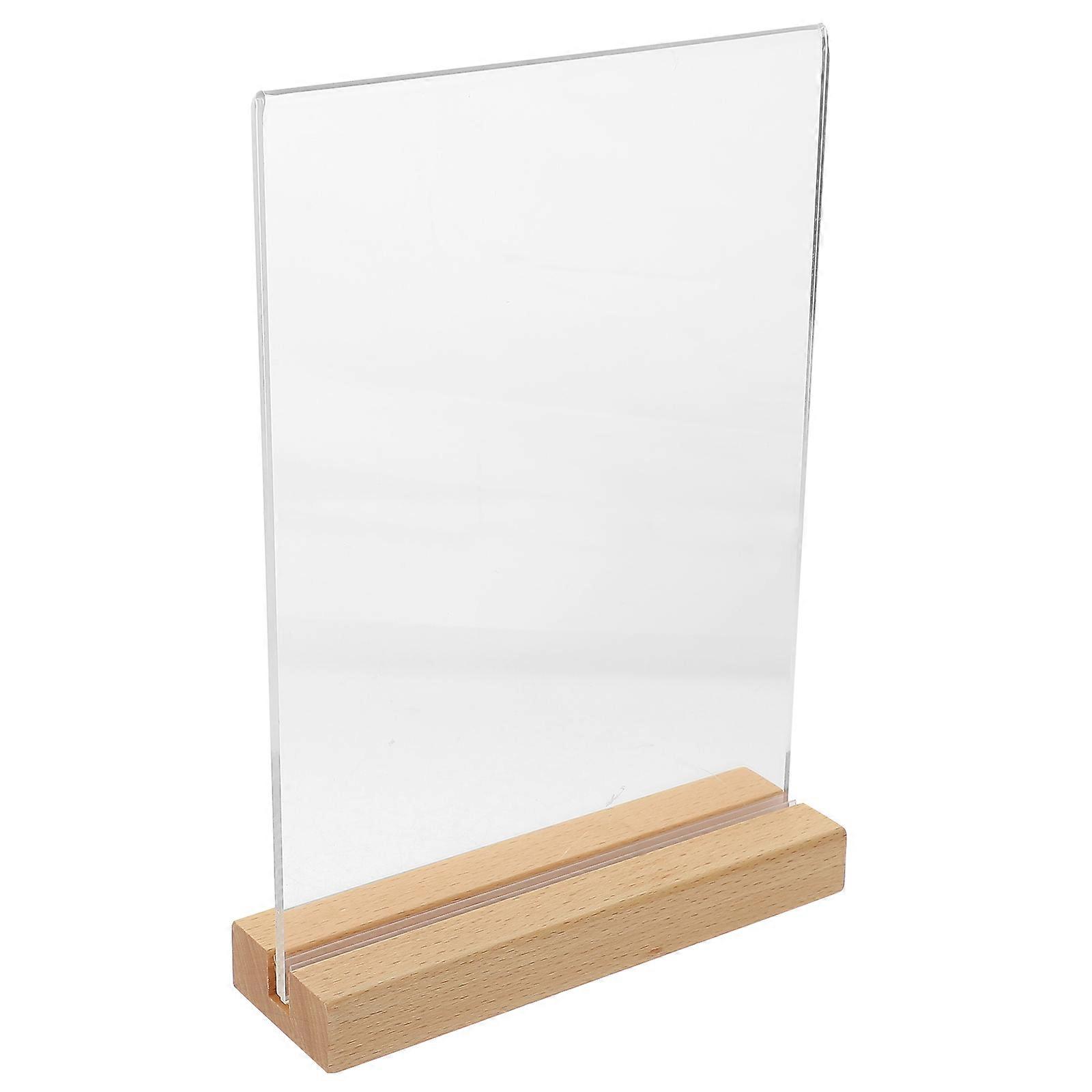 3Pcs Acrylic Stands for Display Desktop Menu Holder with Wood Base