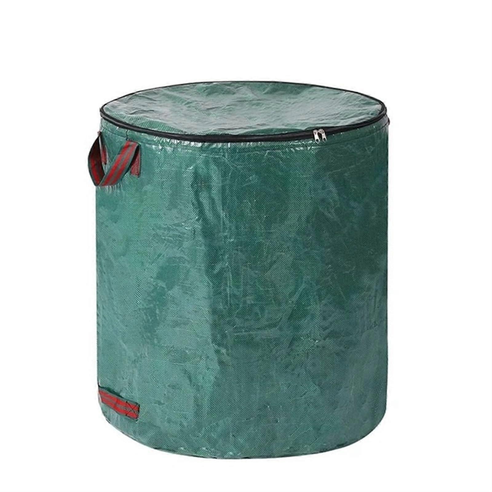 Large Capacity Garden Waste Bag with Lid, Heavy Duty Reusable Leaf Collection Sack, Waterproof Foldable Container