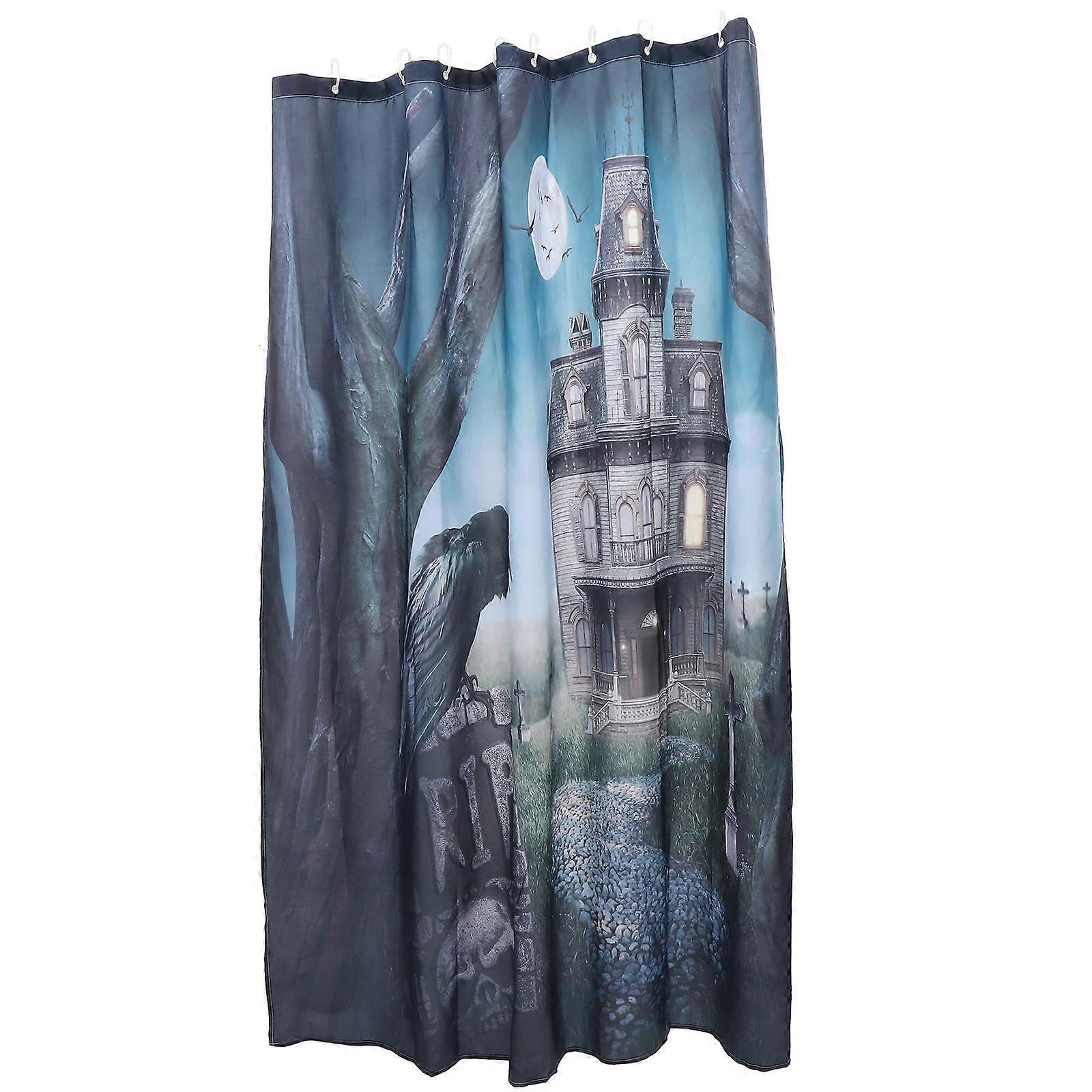 Waterproof Halloween Shower Curtain Polyester for Bathroom 4Pcs Set