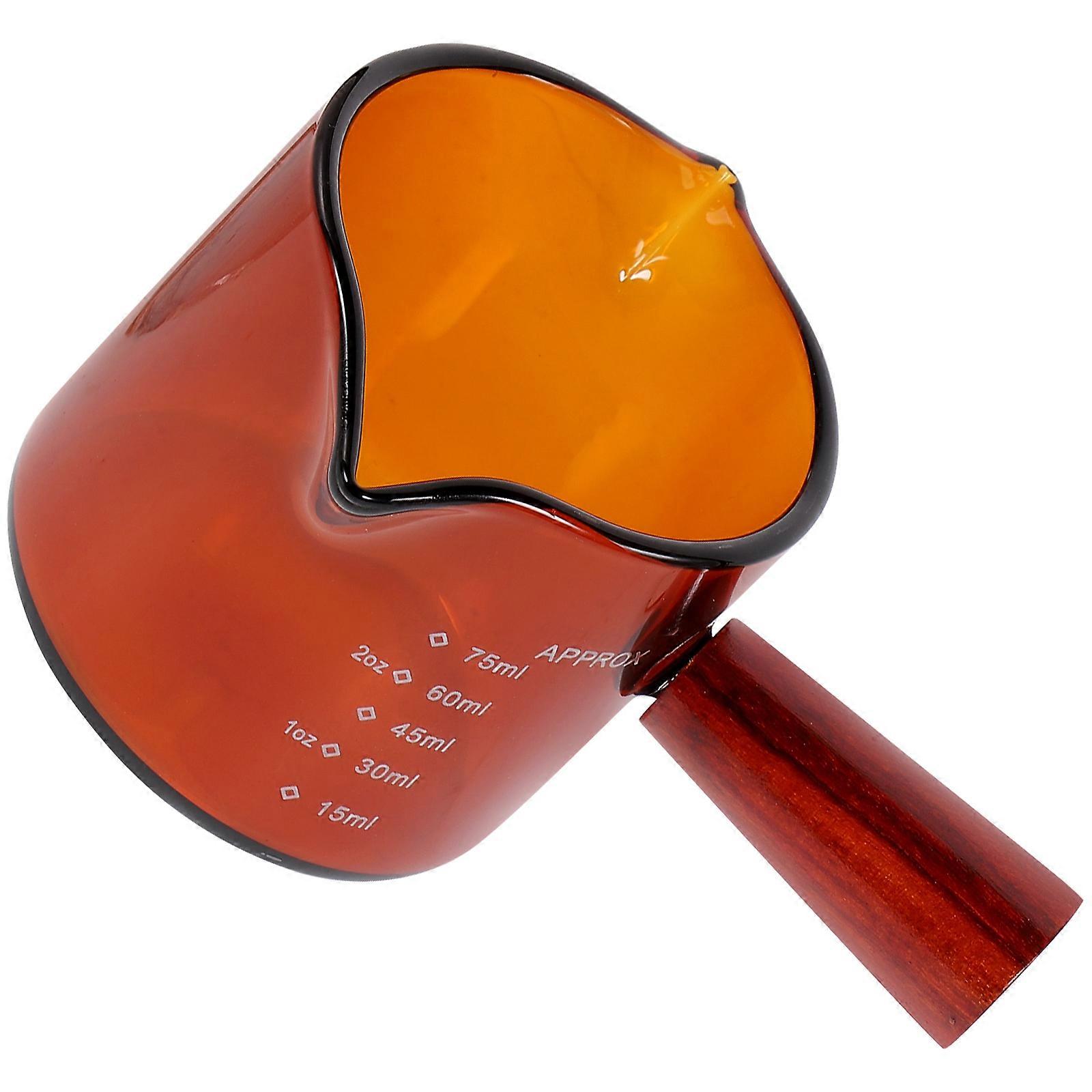 Glass Pitcher Coffee Creamer Container with Wood Handle