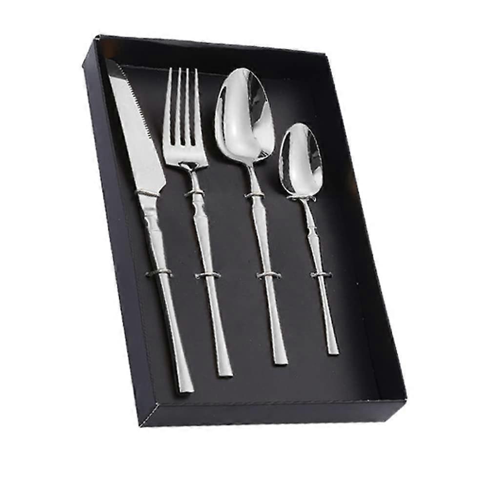 16 Piece Stainless Steel Flatware Set for 4, Slim Handle Silverware, RustProof and Dishwasher Safe