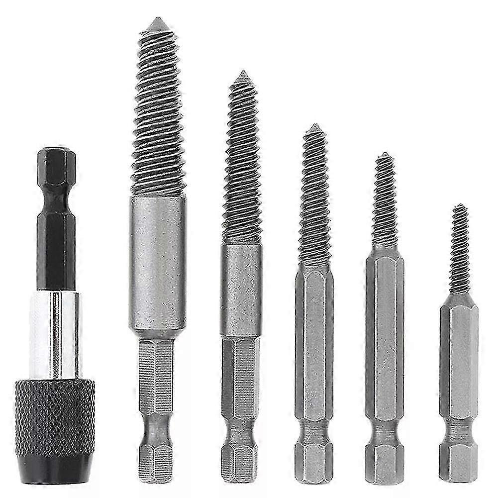 26-27 6Pcs Stud Screw Extractor Remover Set Broken Damaged Pipes Bolt Easy Out Tool