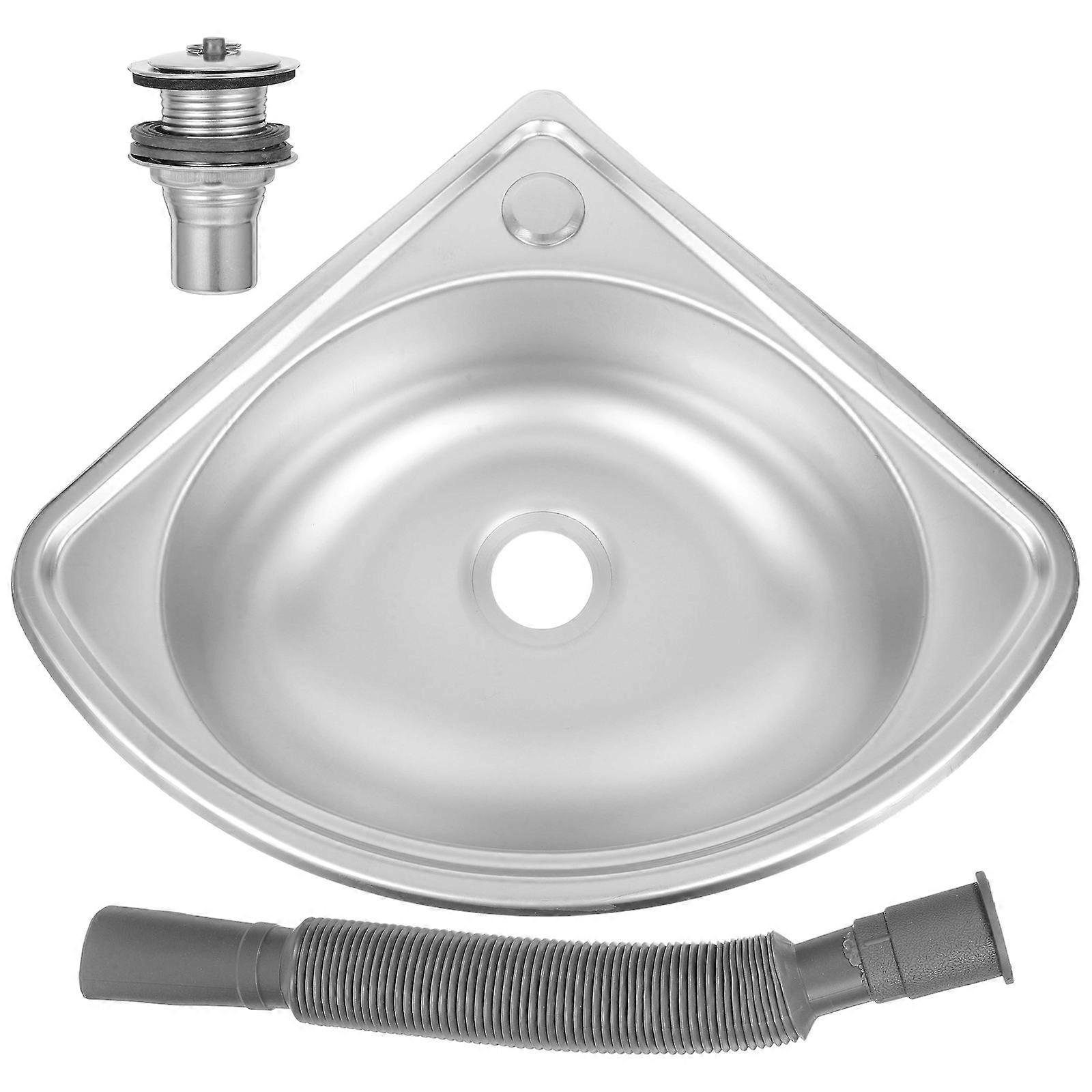 Silver Stainless Steel Sink for Washing Dishes 1Set Triangular Basin