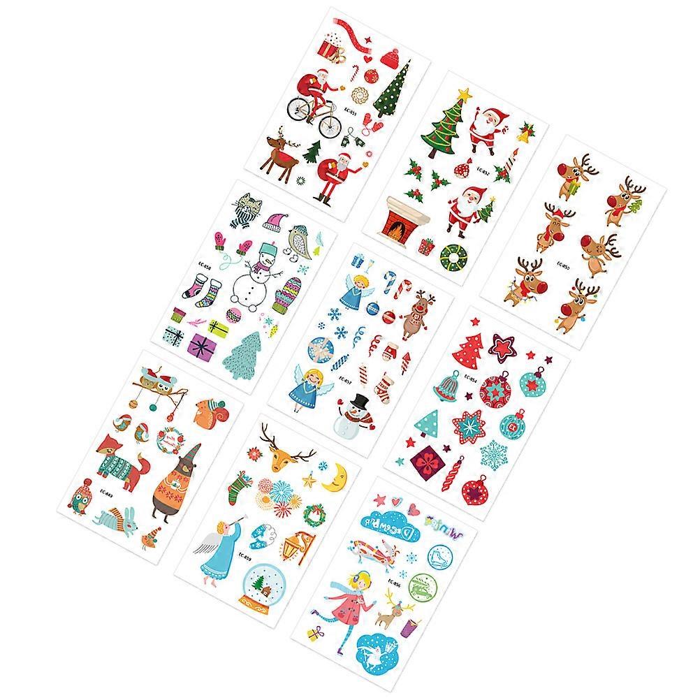 Disposable Christmas Sticker with 9Pcs for Kids Temporary Use