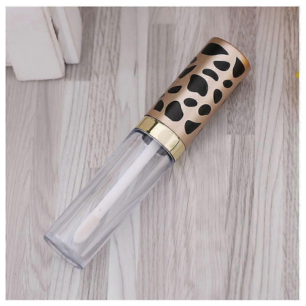 6 Pack 5ml Leopard Pattern Lip Gloss Tubes with Reusable LeakProof Caps for DIY Balm Containers Gold