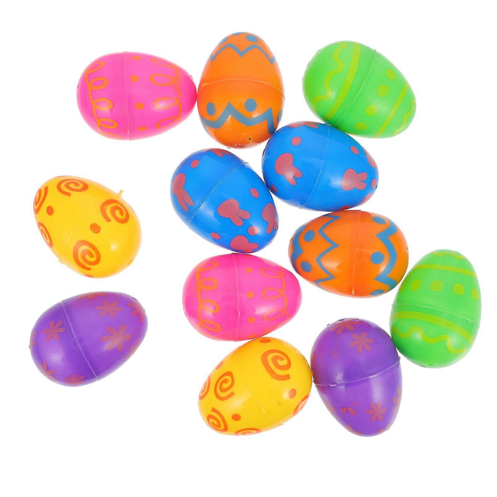 12pcs Party Bright Plastic Easter Eggs Festival Fillable Easter Eggs Ornament