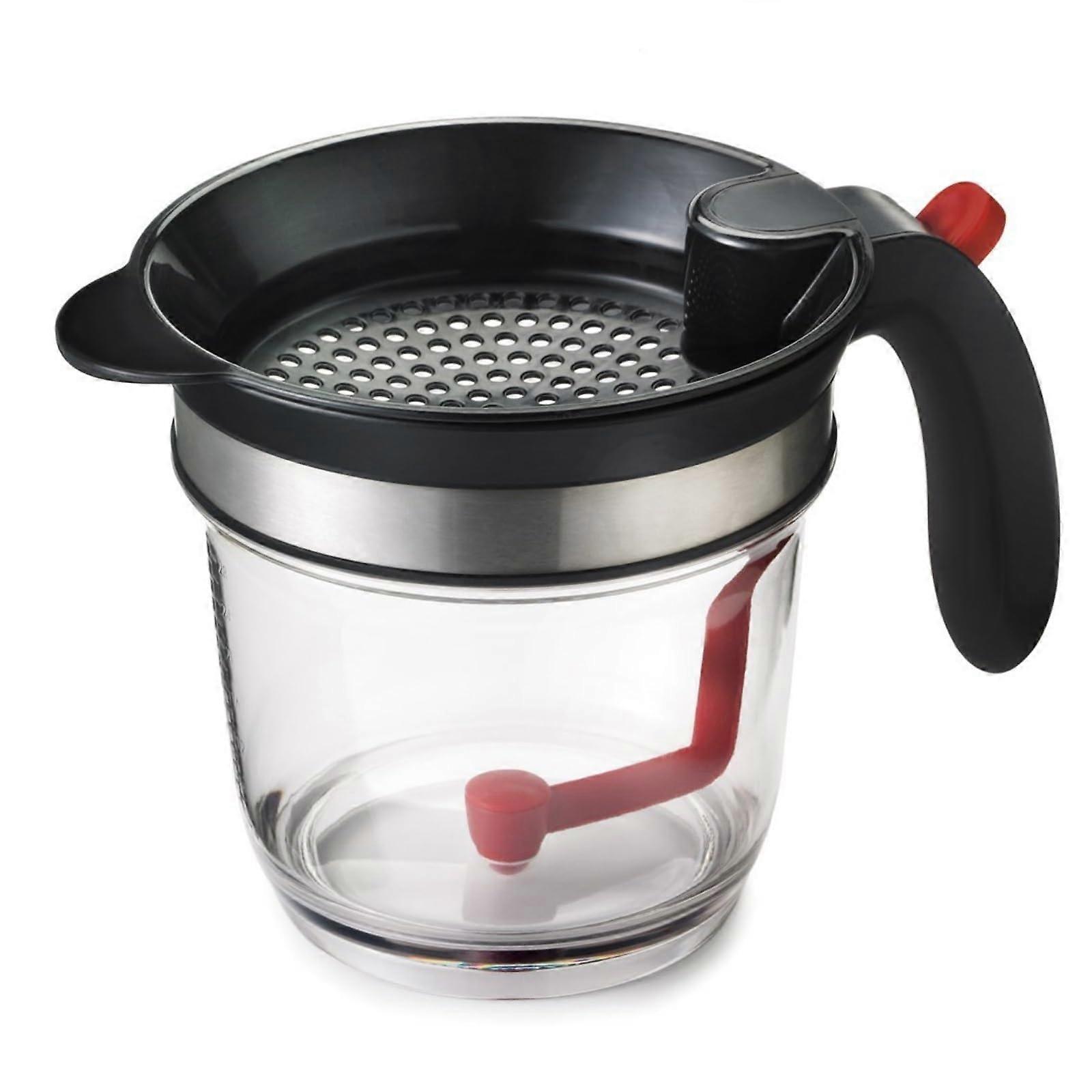 Fat Separator with Bottom Release and BuiltIn Strainer for Cooking Gravy and Broth