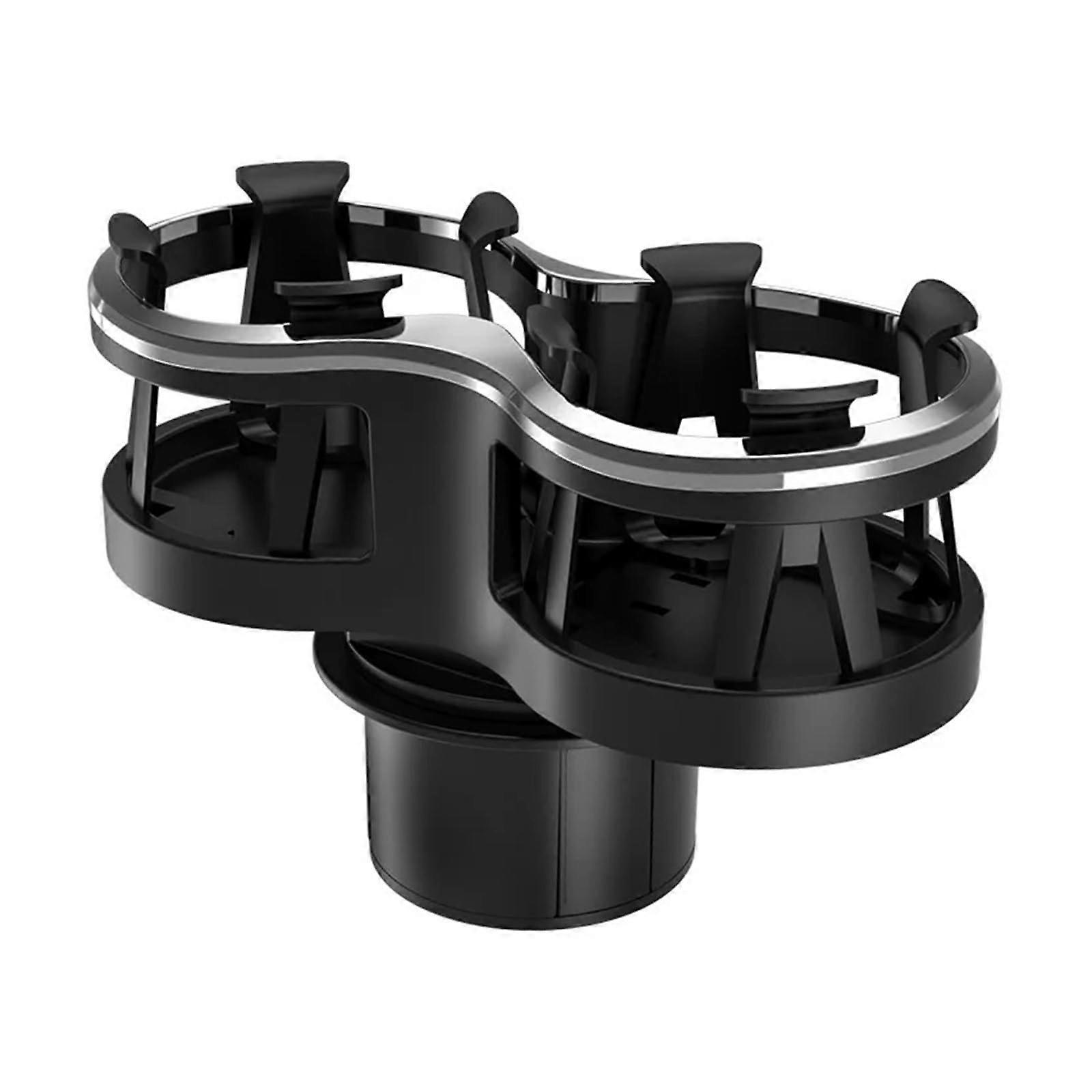Universal Car Dual Cup Holder with Dashboard Mount, Adjustable Beverage Organizer Black