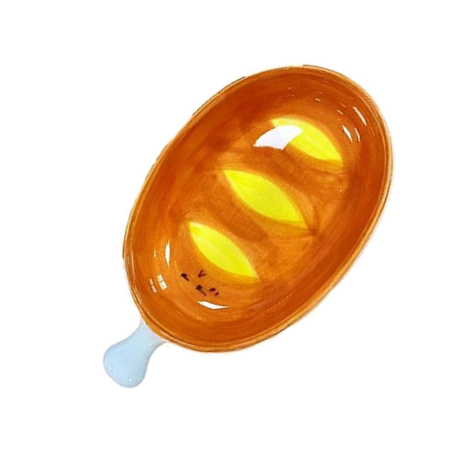 Ceramic Dipping Plate with Whimsical Bread Shape, Microwave Safe Snack Dish for Dessert