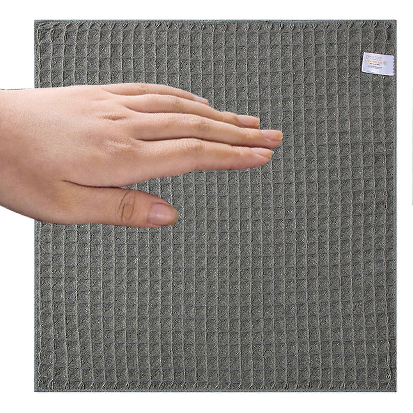 Absorbent Waffle Weave Microfiber Cleaning Cloths for Kitchen and Coffee Machines, Grey