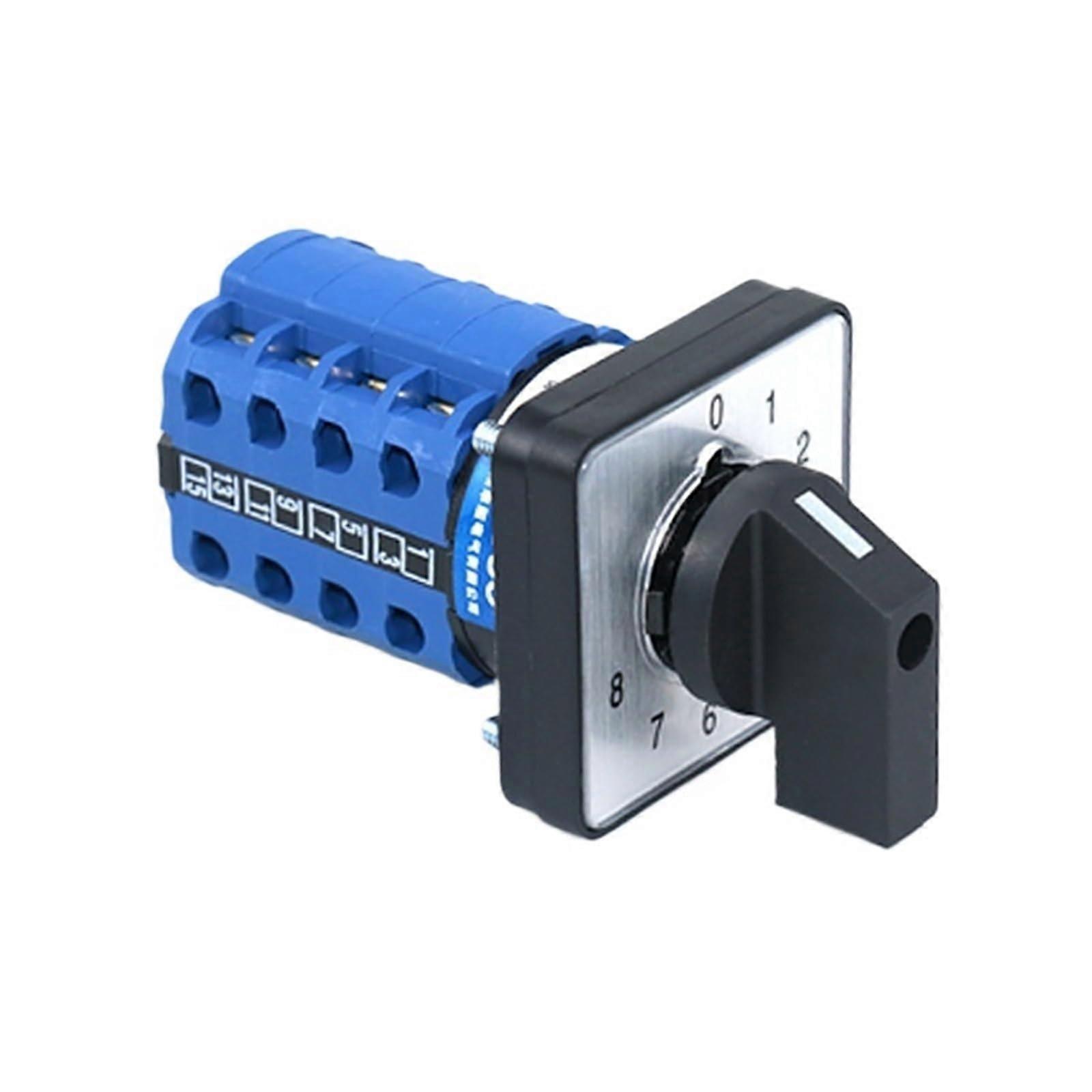 Cam Switch 4 Pole 20A Panel Mounted 64x64mm Rotary Changeover 08 Positions 16 Terminals