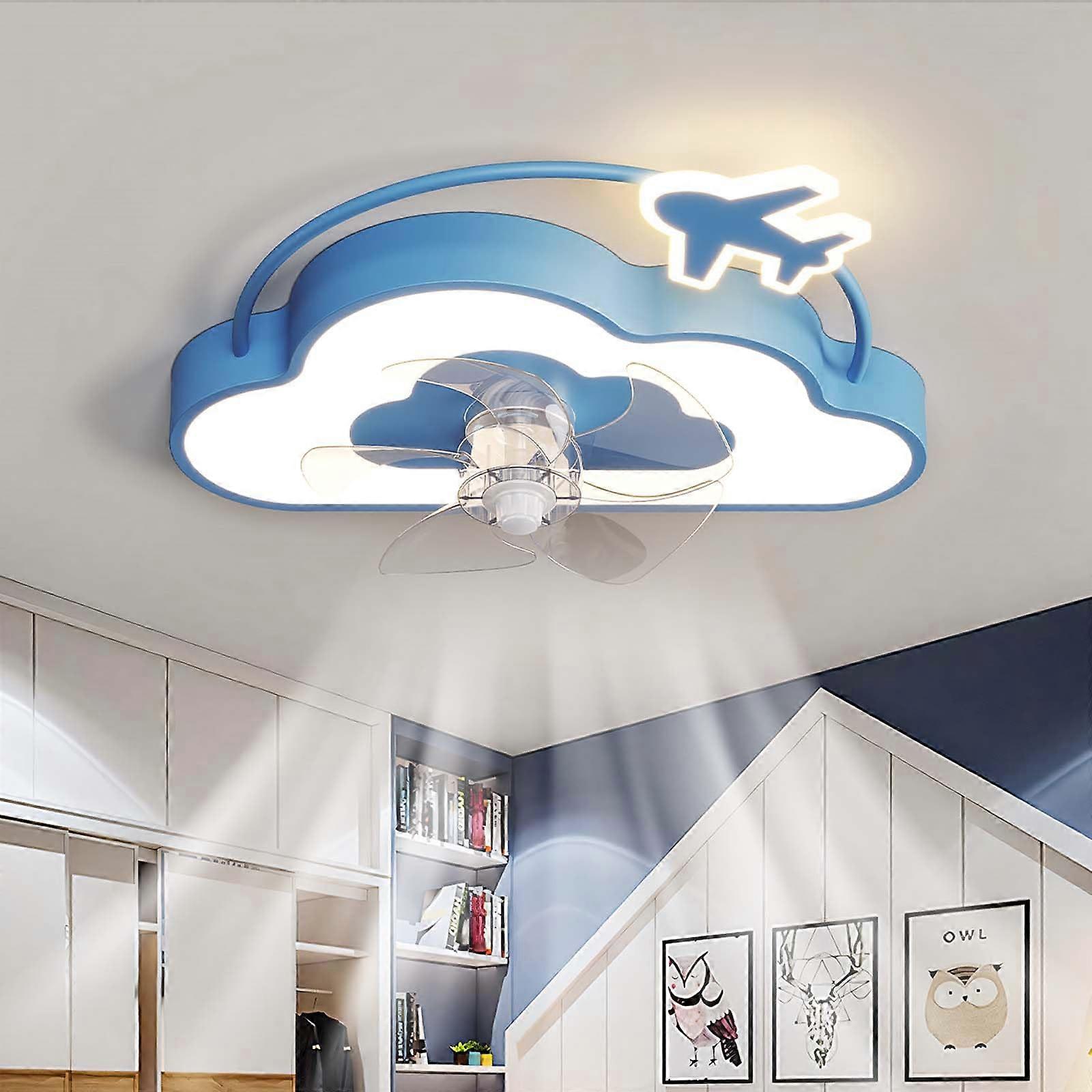 LED Ceiling Fan with Light, Silent Star Shape Design, Smart App Control, 6Speed Dimmable, Blue