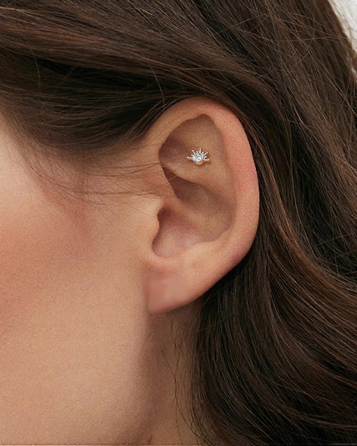 Cute Sun Helix Tragus Earring Stud 16g 8mm Titanium Post Flat Back Piercing for