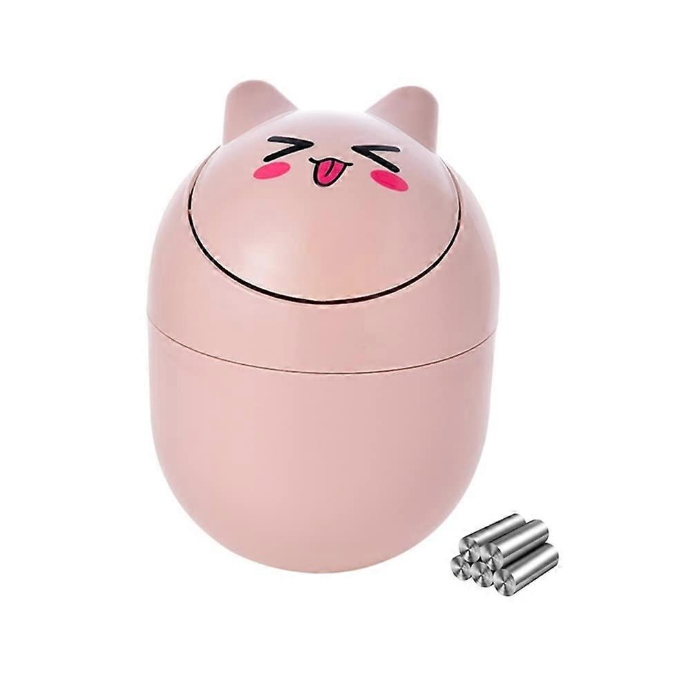 Mini Desktop Trash Can with Swing Lid, Compact Plastic Waste Bin for Office Desk or Tabletop