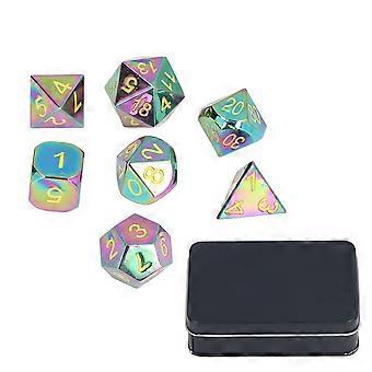 7Pcs Electroplating Metal Dice Set Polyhedral Clear Numbers Role Playing Games Collectible Gift for Teens Family Friends