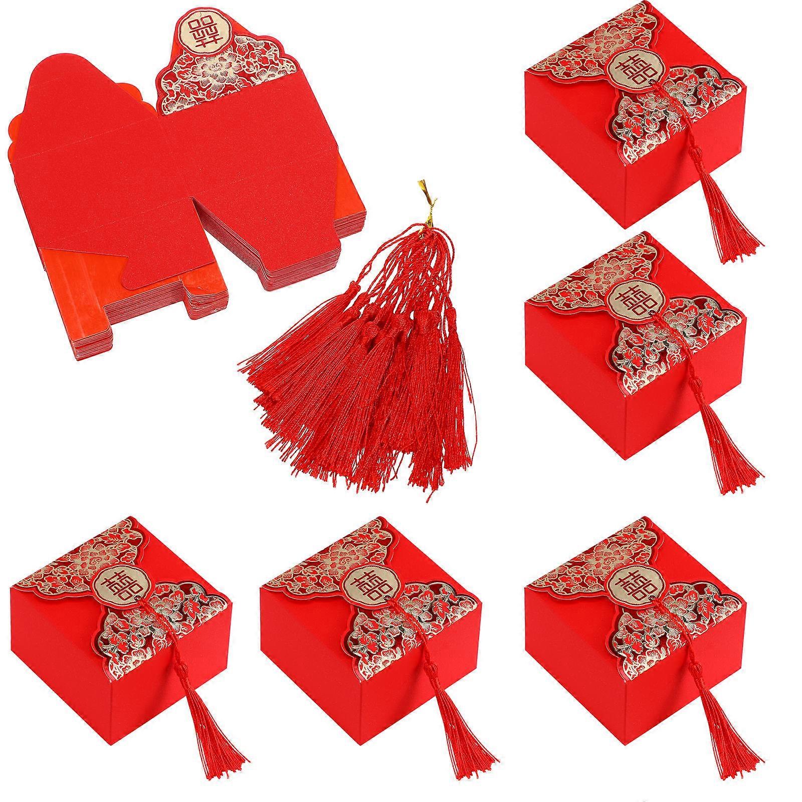 Wedding Present Box Paper Candy Storage Case for 200Pcs Red Portable Packing