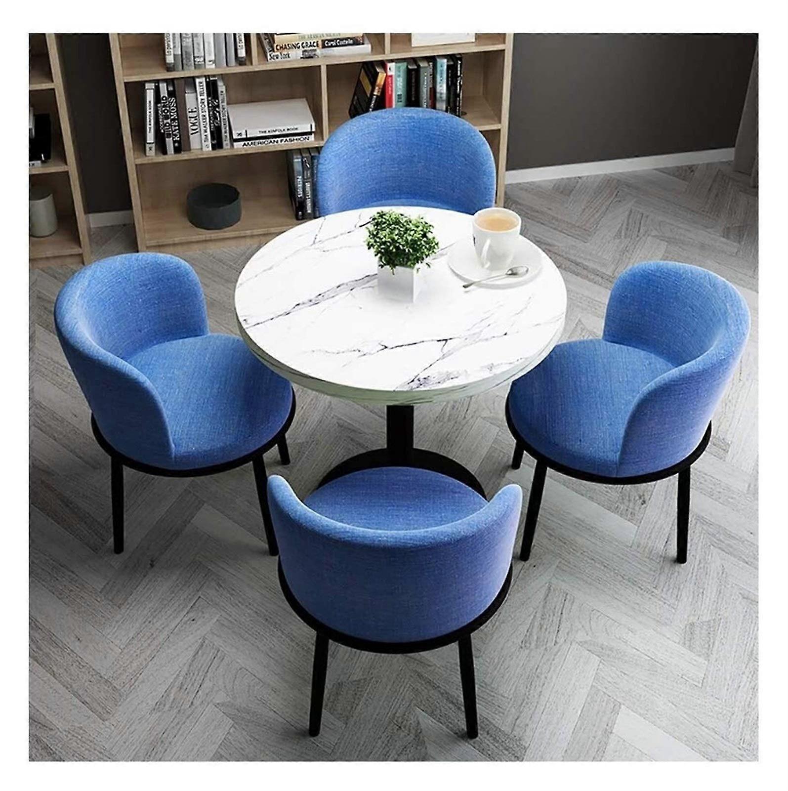 Solid Wood Round Dining Table and Chairs Set for Office Reception, Dining Room, Kitchen