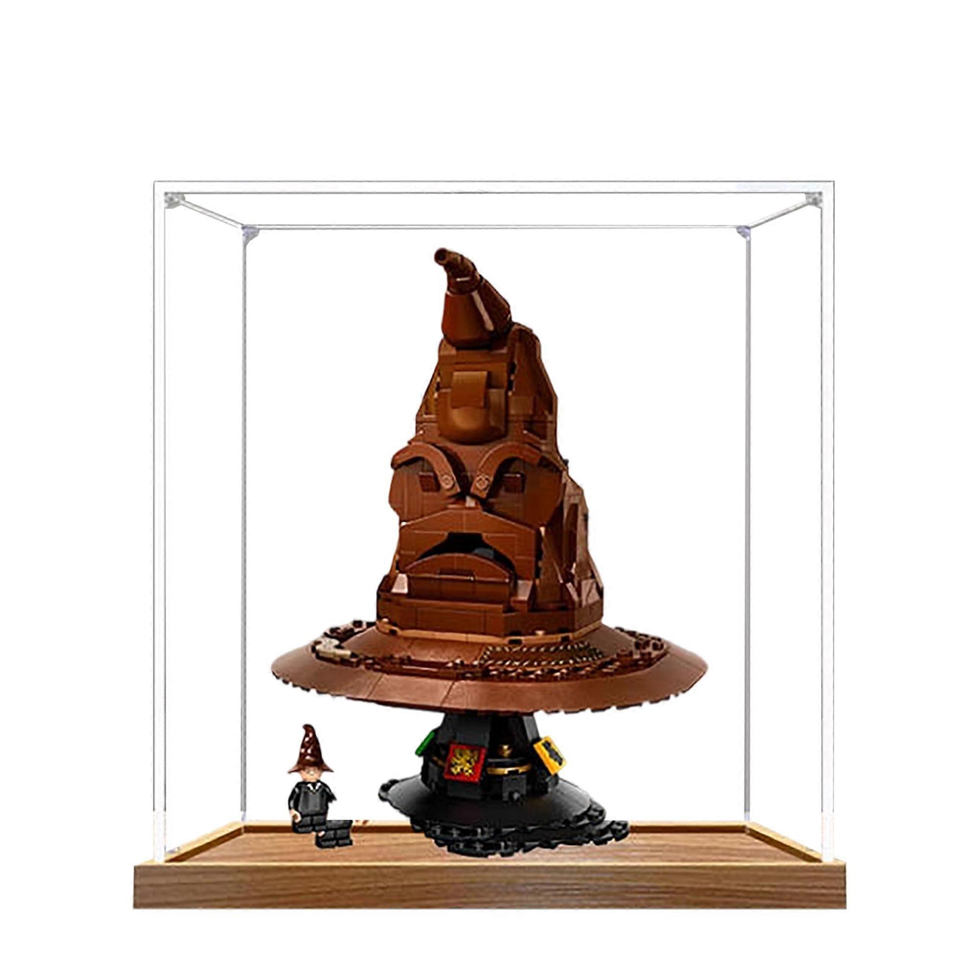 Acrylic Display Case for  76429 Sorting Hat, Dustproof Clear Box with Wooden Base