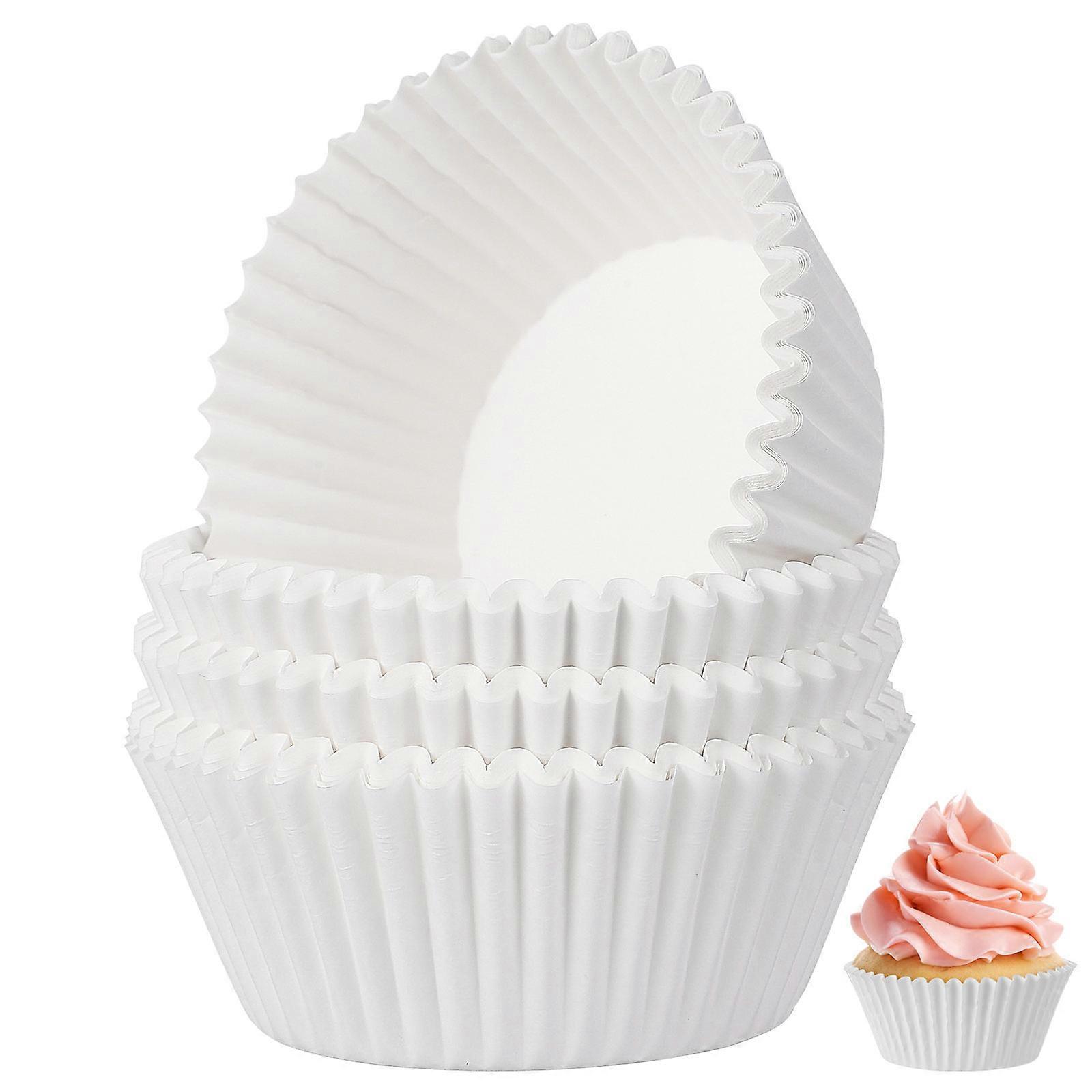 Bakepro Cake Baking Cups for Muffin Cupcake Liners 100Pcs White Paper