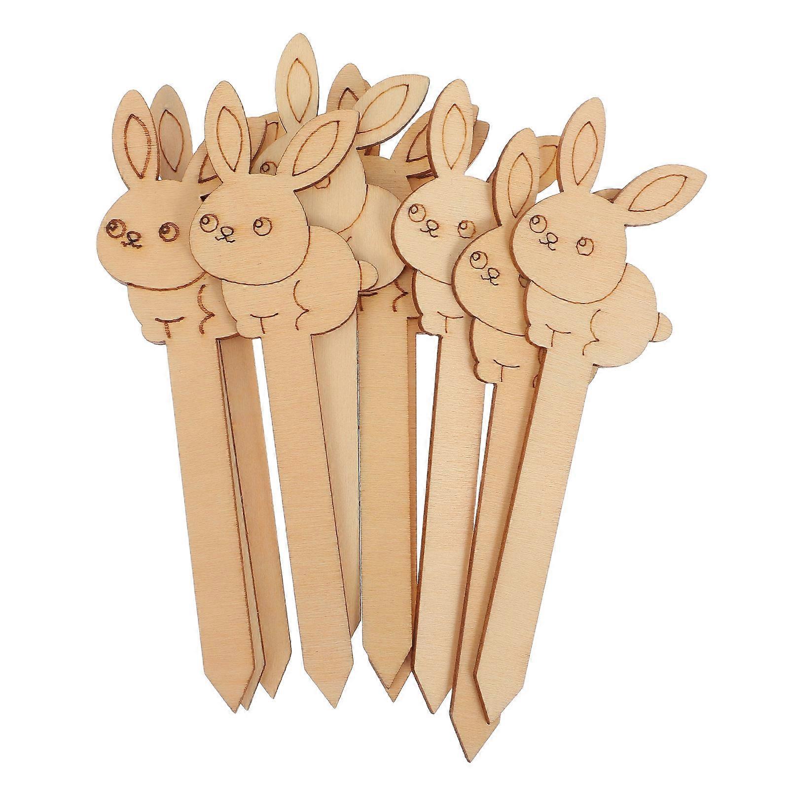Rabbit Bookmarks for Craft 10Pcs Wooden Easter Bookmarks