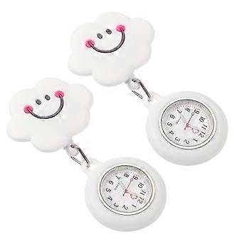 Nurse Hanging Chest Watch Retractable Pocket Watch 2Pcs for Decoration