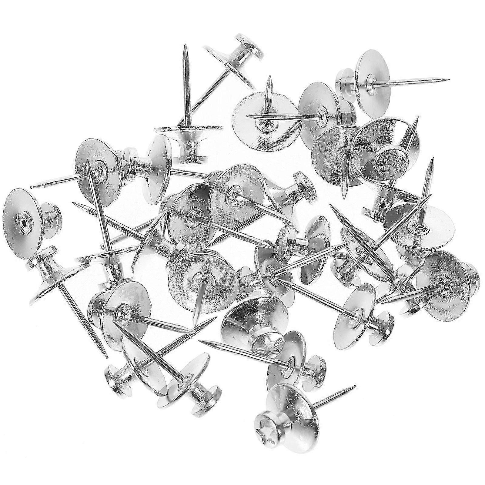 Silver Metal Push Pins for Cork Board 30Pcs Replaceable Thumbtacks