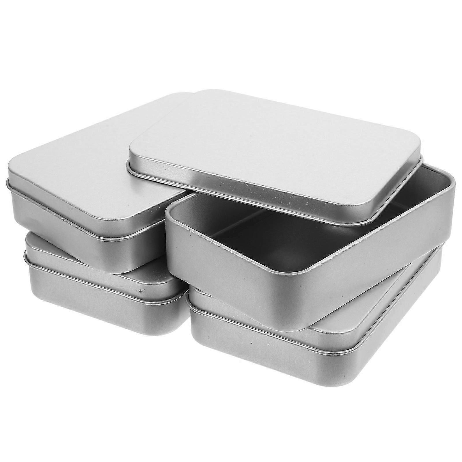 Tinplate Gift Box for Party 4Pcs Silver Empty Candy Tins
