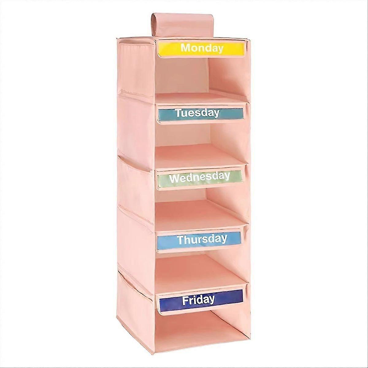 5-Shelf Weekly Clothes Organizer with 5 Side Pockets
