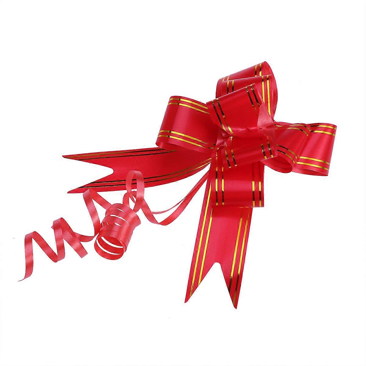 60Pcs Red String Bows Pull Bows for Gift Wedding Gift Wrapping