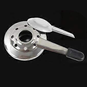 Stainless Steel Spirit Gas Cooker, Ultralight Portable Long Handle Outdoor Alcohol Stove with Lid, for Camping Picnic Fishing Backpacking, Large