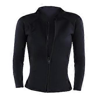 Jaqueta de neoprene feminina Premium Neoprene 2mm manga comprida frontal Zip Wetsuit Top