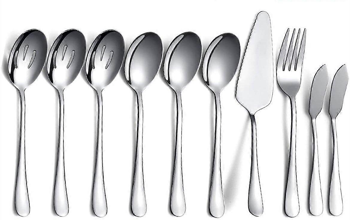 Serving spoons 10 pcs set (spoons, slotted spoons, fork, cake server