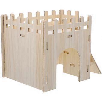 Guinea Pig Hideout House Wooden Hamster House for Cage Accessory 1Set