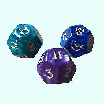 Gioco di carte divinatorie in resina con dadi dei tarocchi a 12 facce, 3 pezzi, per astrologi
