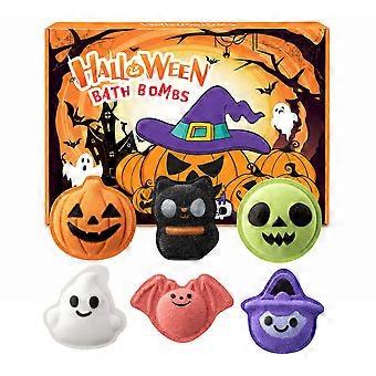 6er-Pack Halloween-Badebomben-Geschenkset für Kinder mit Überraschungsspielzeug, niedliche Sprudelbälle in Geister-, Kürbis- und Fledermausform, ideales Geschenk für Jungen zum Süßes-oder-Saures-Spiel.