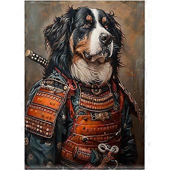 Samurai Bernese Mountain Dog Jigsaw Puzzle - Japanese Warrior Portrait Gift for Bernese Mountain Dog Owner SQZ254