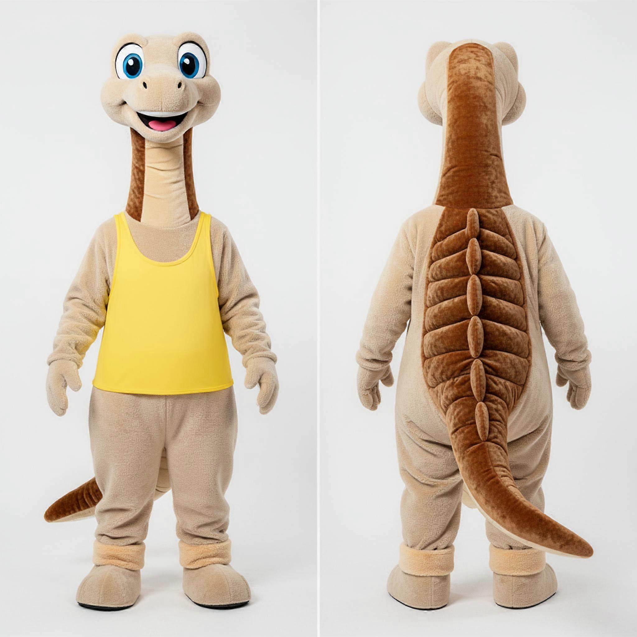 MASTICOT Beige Cuddly Long Necked Diplodocus Mascot