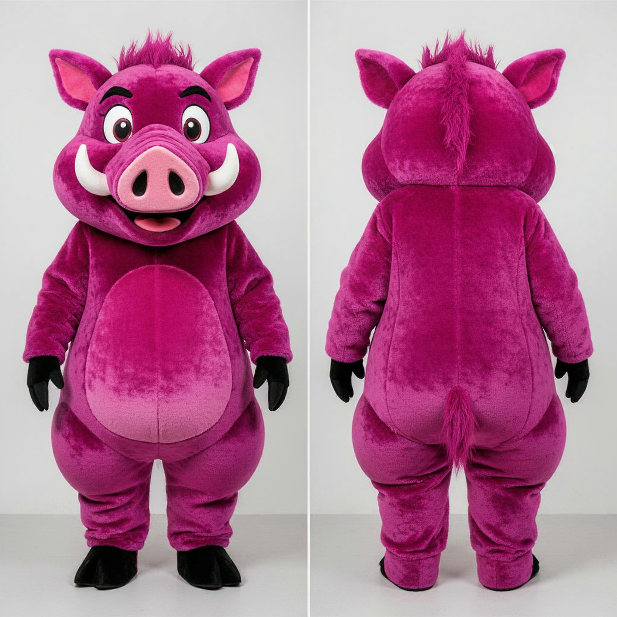 MASTICOT Magenta Plush Wild Boar Mascot