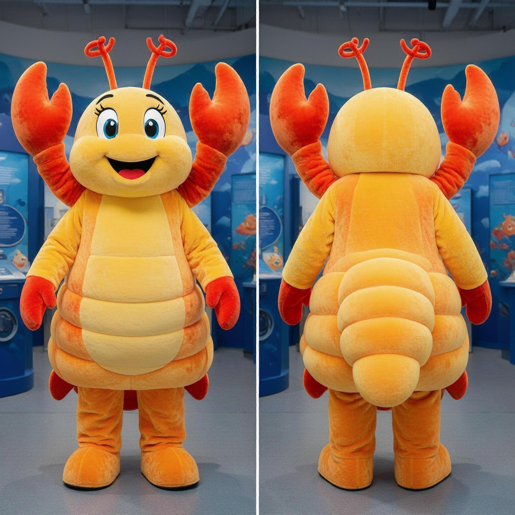 MASTICOT Yellow Cheerful Lobster Mascot