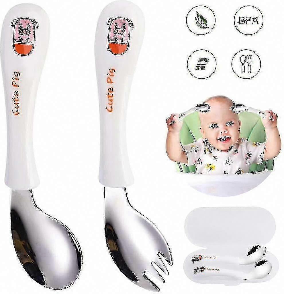 Kids Training Tableware Set - Curved Spoon and Fork Cutlery