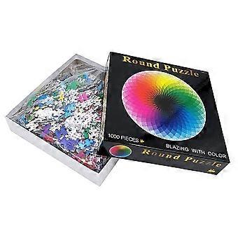 Ronde puzzel van 1000 stukjes voor volwassenen en kinderen, met een regenboogverloop, levendige kleuren, ideaal voor ontspanning en plezier.